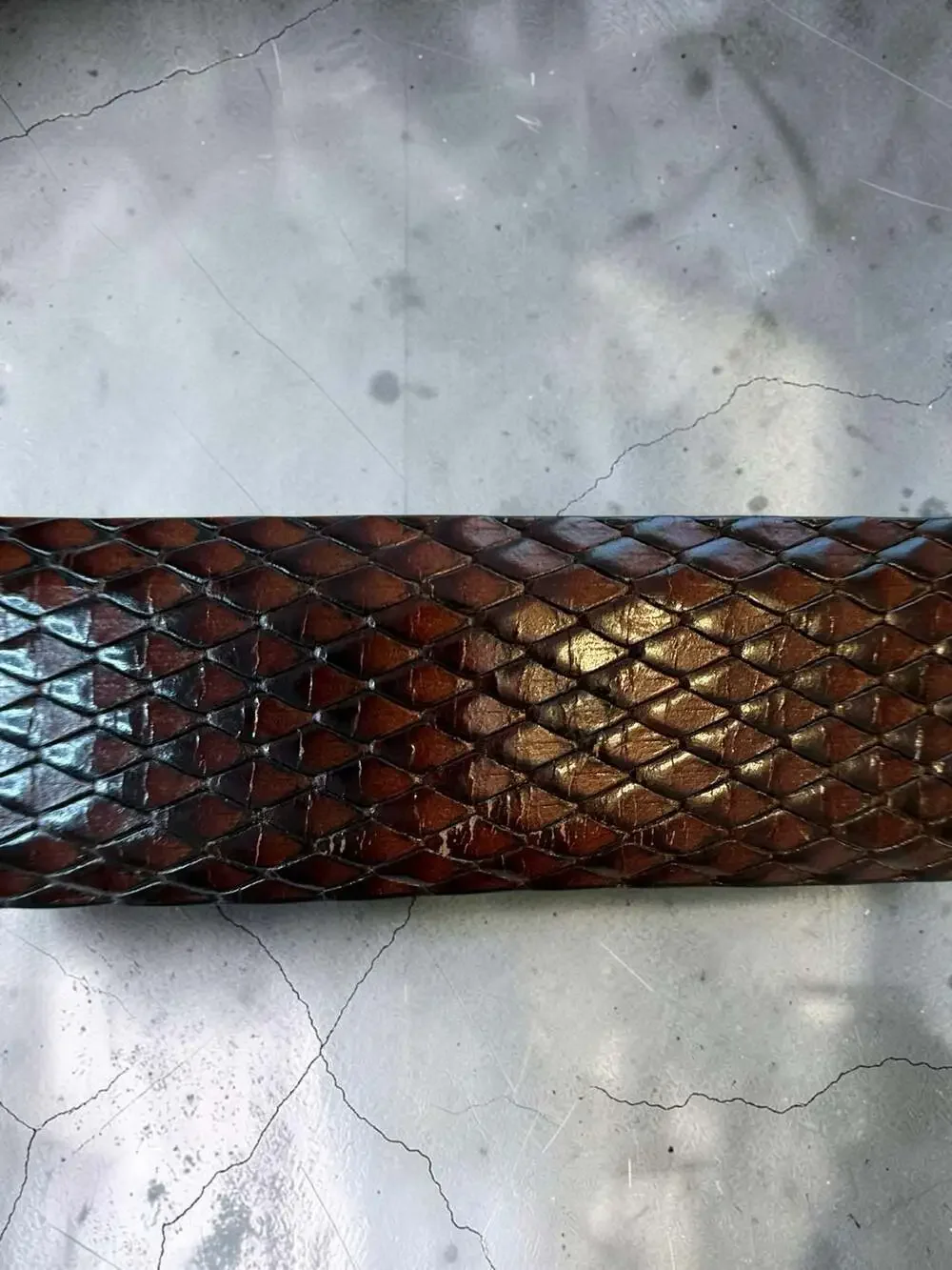 Soft Collection Brown Snakeskin Embossed Leather Belt